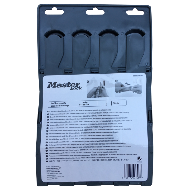 Master Lock 3062EURDAT upínací popruhy 180 cm 4 ks šedé