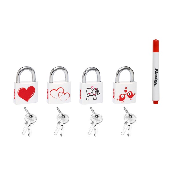 Master Lock 3430EURDLOV visací zámek Two Hearts bílý 30 mm