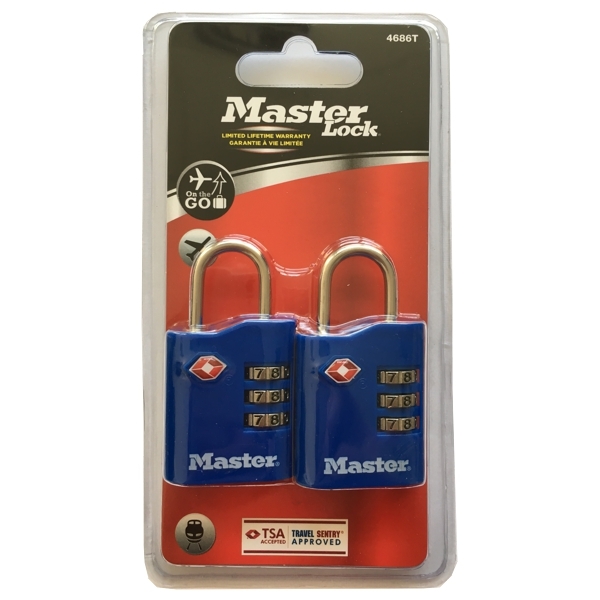 Master Lock 4686EURT kombinační zámek TSA modrý 2 ks