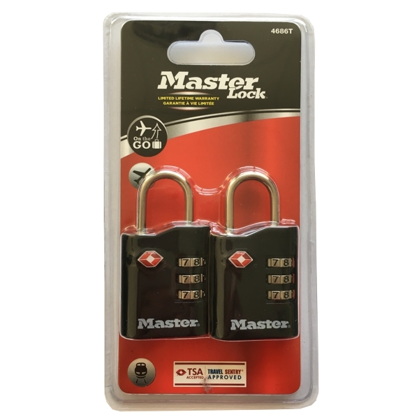 Master Lock 4686EURT TSA zámek černý 2 ks sada