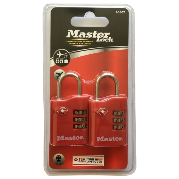 Master Lock 4686EURT kombinační TSA zámek červený 2 ks