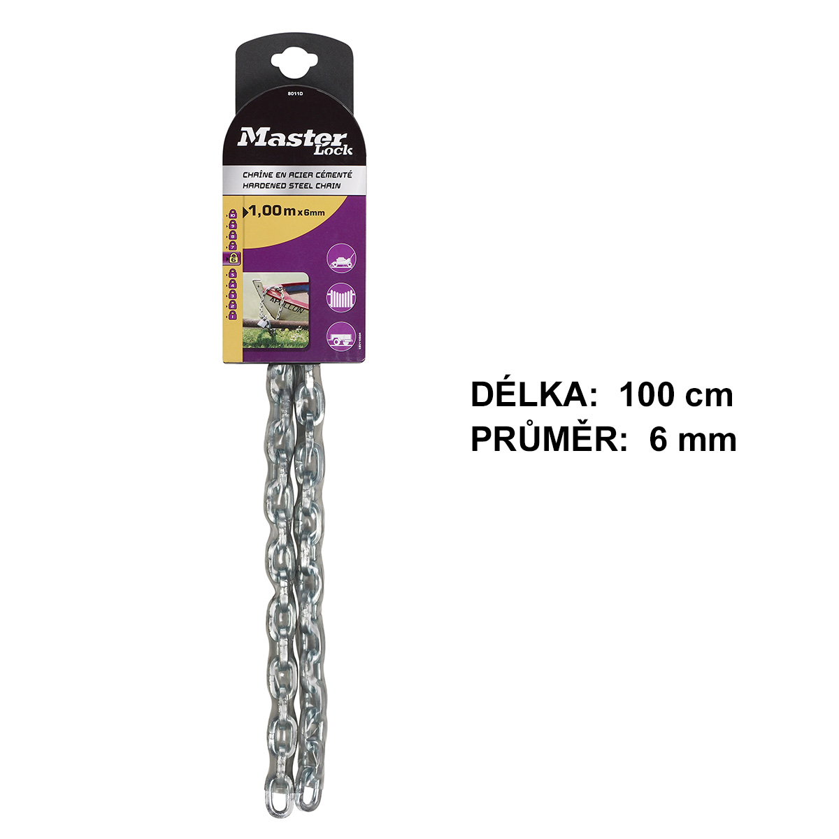 Master Lock 8011EURD řetěz 6 mm 1,0 m kalená ocel