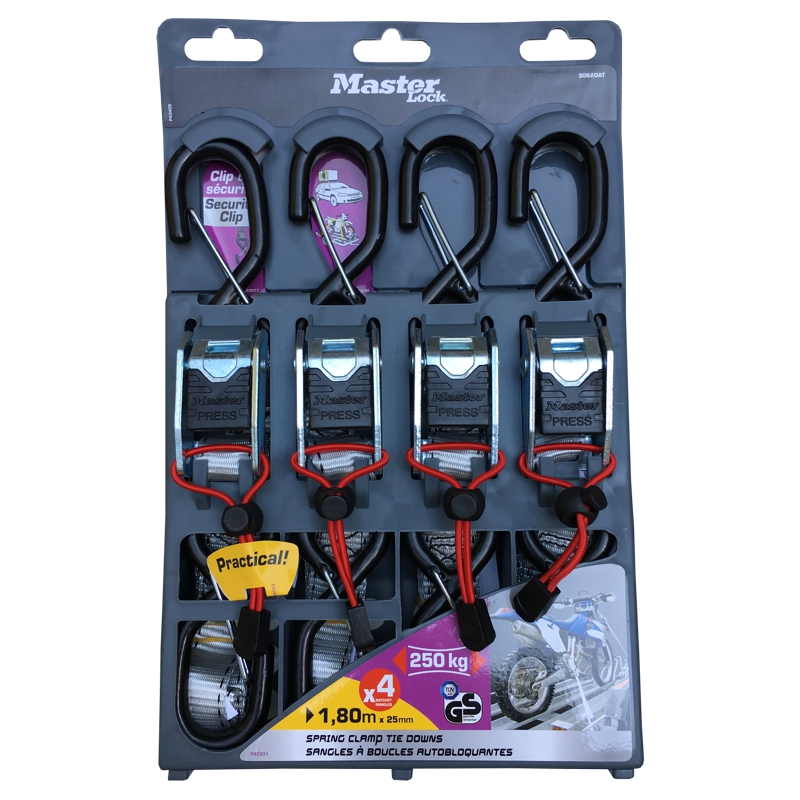 Master Lock 3062EURDAT upínací popruhy 180 cm 4 ks šedé