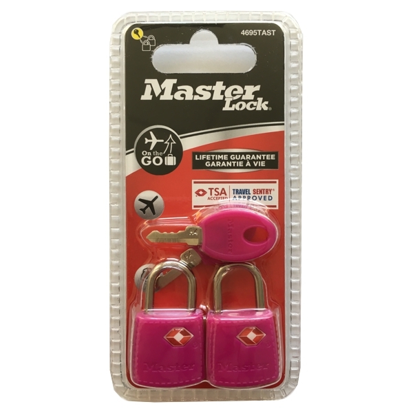 Master Lock TSA 4695EURTAST visací zámek růžový 2 ks na klíč