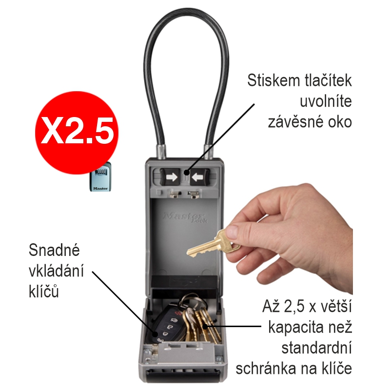 Master Lock 5482EURD schránka na klíče s lankem velká