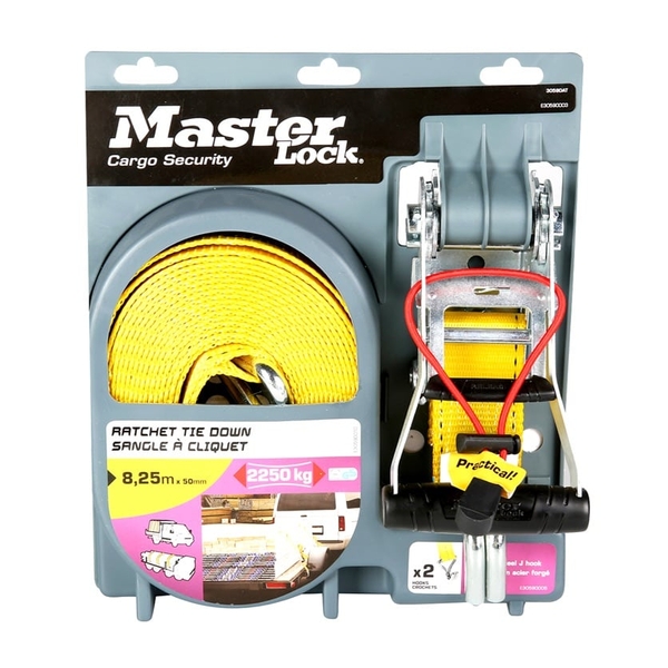 Master Lock 3059EURDAT upínací popruh s ráčnou 825 cm žlutý 2250 kg